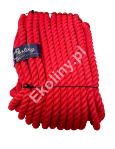 Lina bawełniana czerwona 24 mm - 50 metrów bieżących